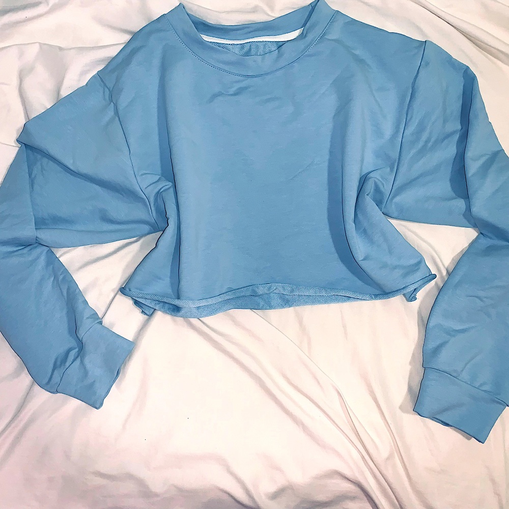 Cropped blue crewneck from Amazon!!